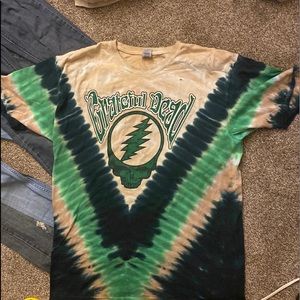 Extra large men’s Grateful Dead tie-dye green colored two-sided dope shirt